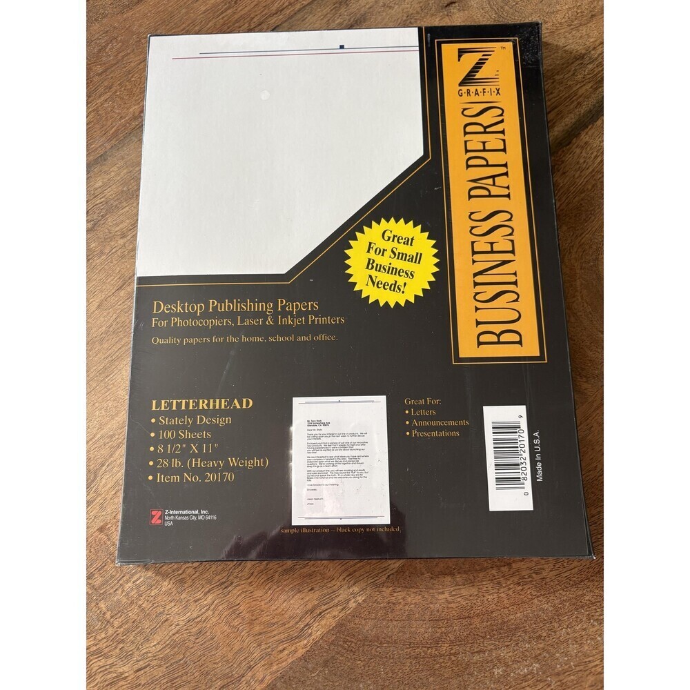 Z Grafix Desktop Publishing Copy Paper Letterhead 8.5x11 28lb 100 Sheets White